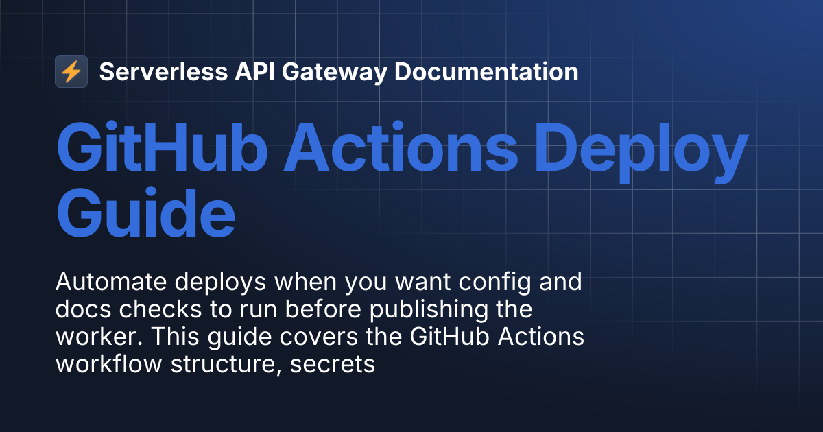 GitHub Actions Deploy Guide | Serverless API Gateway Documentation