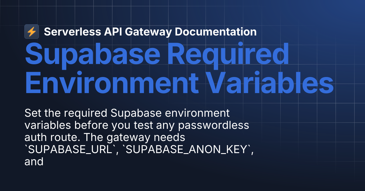 Supabase Required Environment Variables | Serverless API Gateway ...