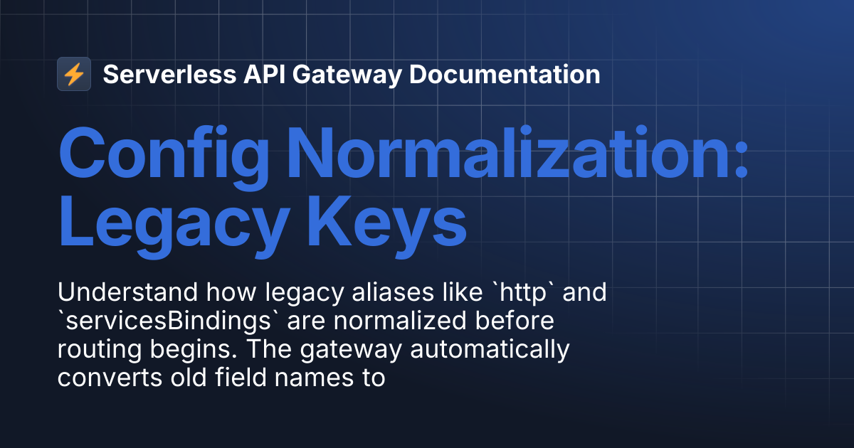 Config Normalization: Legacy Keys | Serverless API Gateway Documentation