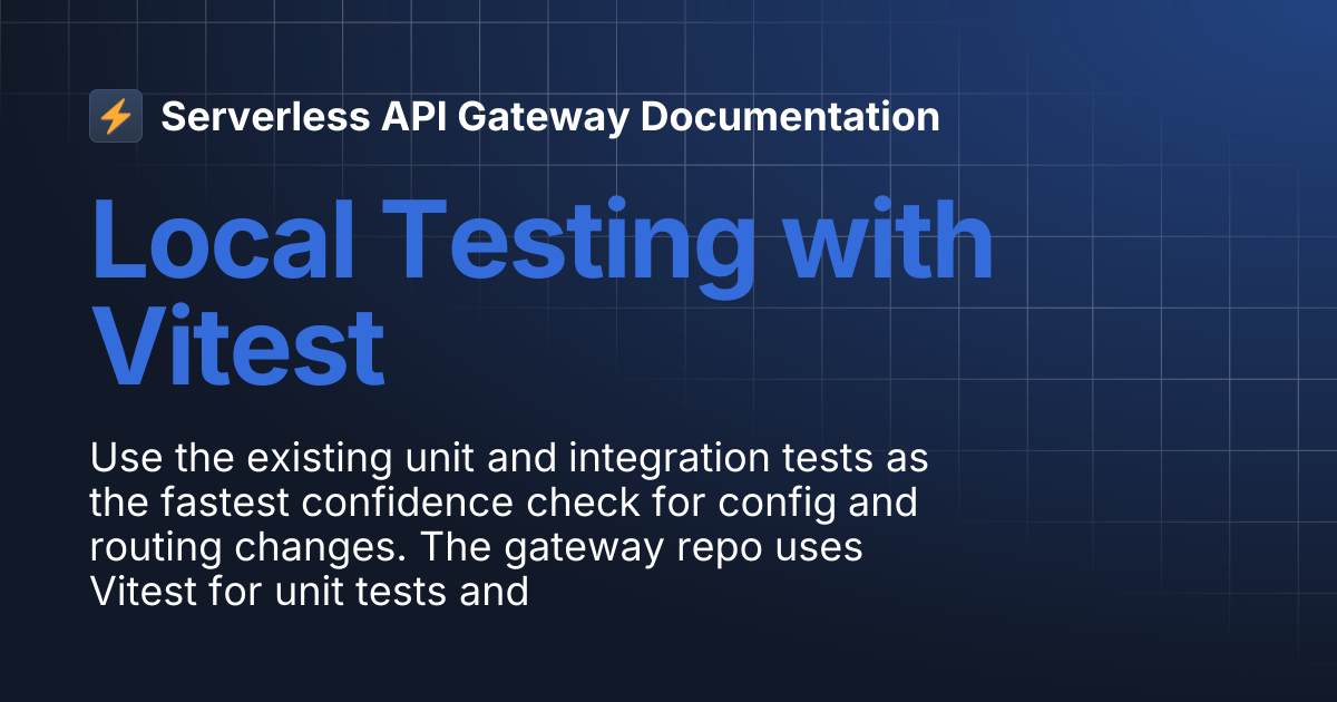 Local Testing with Vitest | Serverless API Gateway Documentation