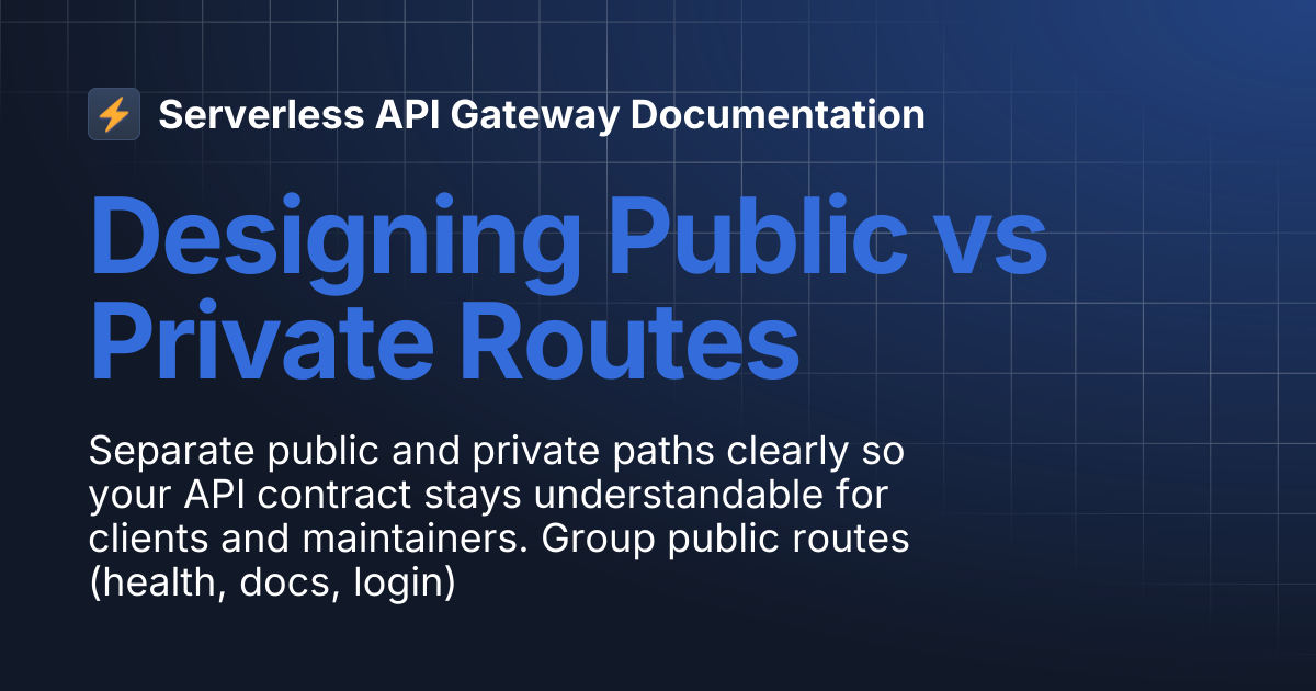 Designing Public vs Private Routes | Serverless API Gateway Documentation